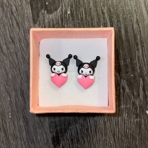Kuromi Sanrio Pink Heart Earrings